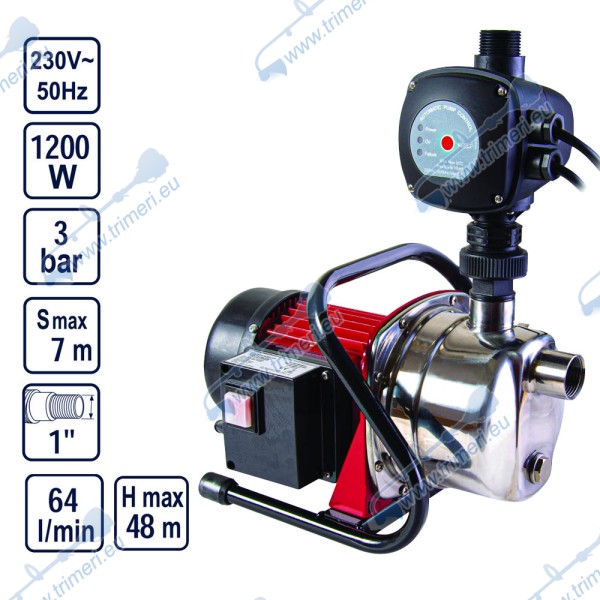 Помпа с електронен пресостат 1200W, напор 48м, 1", 3 bar, RAIDER RD-WP17